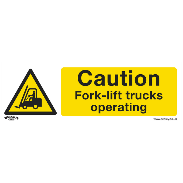 Sealey SS44V1 ⏐ Worksafe® Caution Fork-Lift Trucks Safety Sign - Self-Adhesive Vinyl