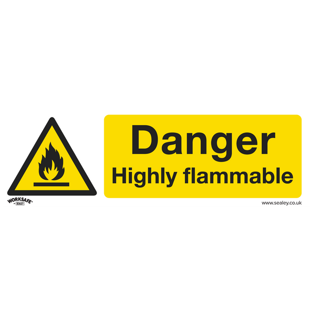 Sealey SS45P1 ⏐ Worksafe® Danger Highly Flammable Safety Sign - Rigid Plastic