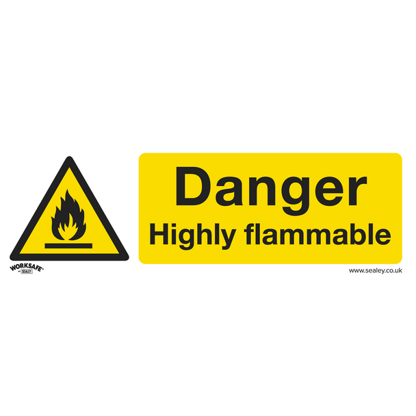 Sealey SS45V1 ⏐ Worksafe® Danger Highly Flammable Safety Sign - Self-Adhesive Vinyl