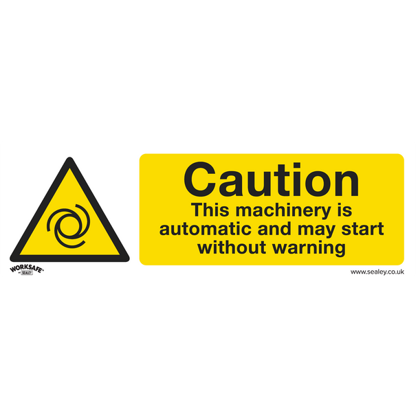 Sealey SS47P10 ⏐ Worksafe® Caution Automatic Machinery Safety Sign, Rigid Plastic - Pack of 10