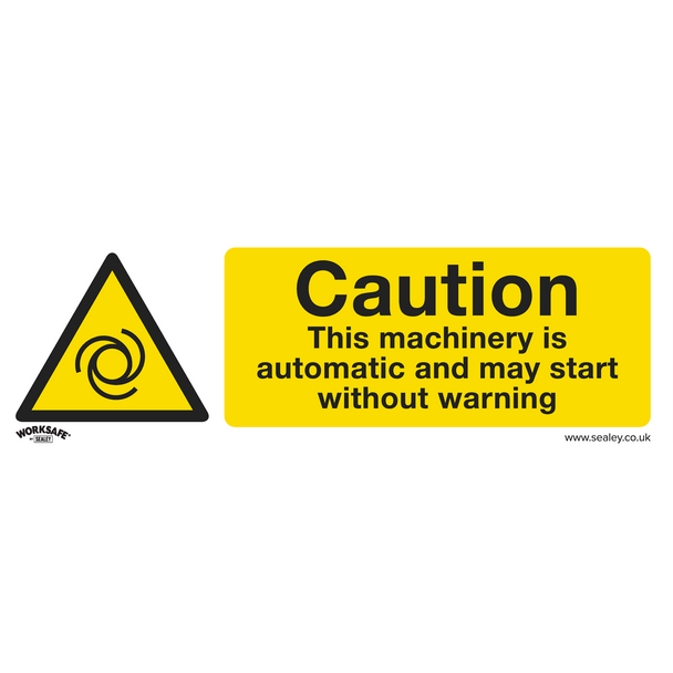 Sealey SS47V1 ⏐ Worksafe® Caution Automatic Machinery Safety Sign - Self-Adhesive Vinyl