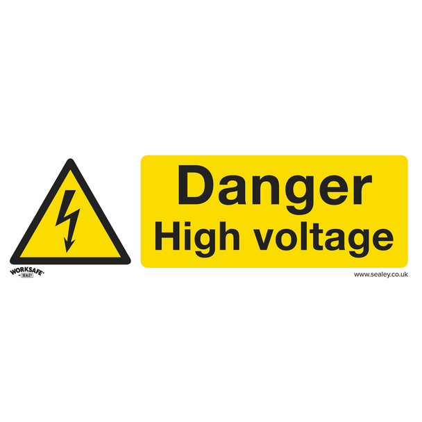 Sealey SS48V10 ⏐ Worksafe® Danger High Voltage Safety Sign, Self-Adhesive Vinyl - Pack of 10