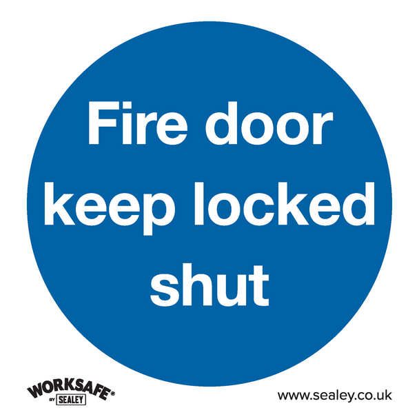 Sealey SS4V10 ⏐ Worksafe® Fire Door Keep Locked Shut Safety Sign, Self-Adhesive Vinyl - Pack of 10
