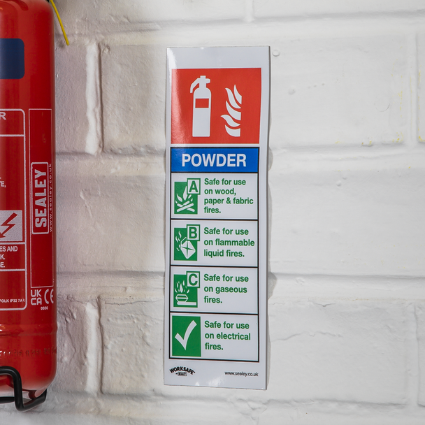 Sealey SS52P1 ⏐ Worksafe® Powder Fire Extinguisher Safety Sign - Rigid Plastic