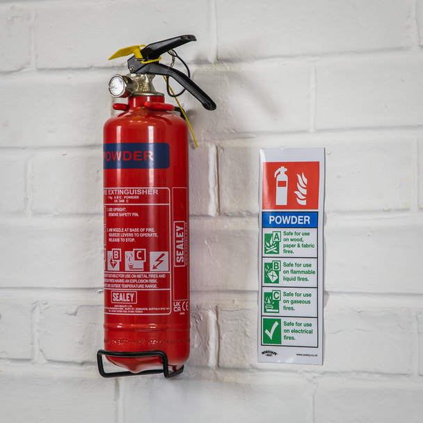 Sealey SS52P1 ⏐ Worksafe® Powder Fire Extinguisher Safety Sign - Rigid Plastic