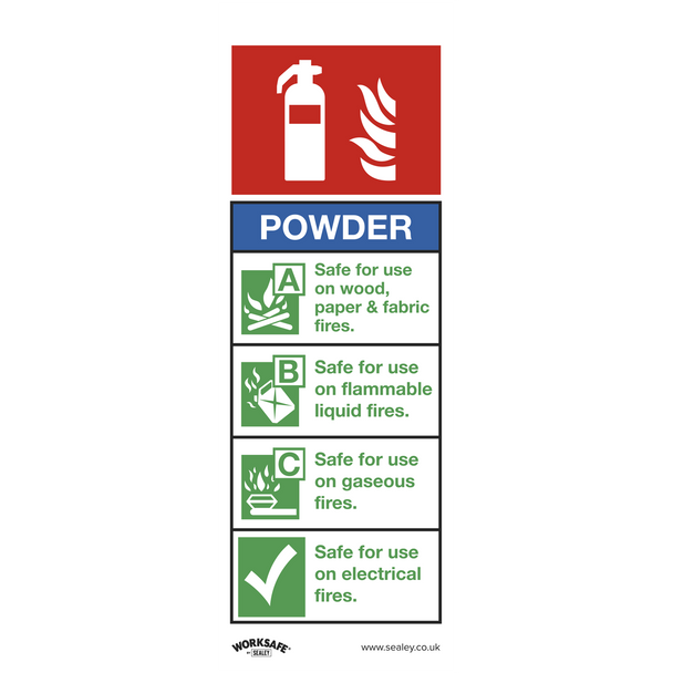 Sealey SS52P1 ⏐ Worksafe® Powder Fire Extinguisher Safety Sign - Rigid Plastic