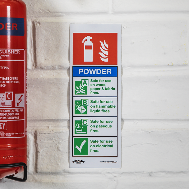 Sealey SS52V1 ⏐ Worksafe® Powder Fire Extinguisher Safety Sign - Self-Adhesive Vinyl
