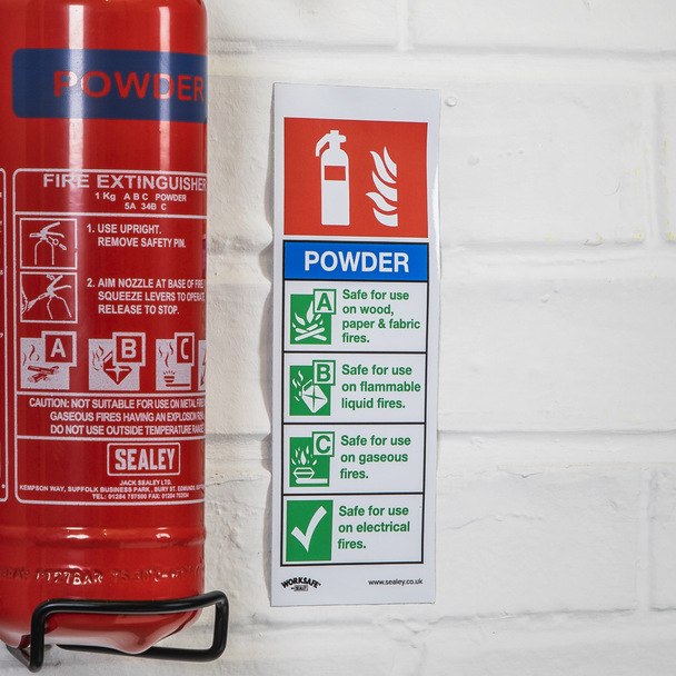 Sealey SS52V1 ⏐ Worksafe® Powder Fire Extinguisher Safety Sign - Self-Adhesive Vinyl