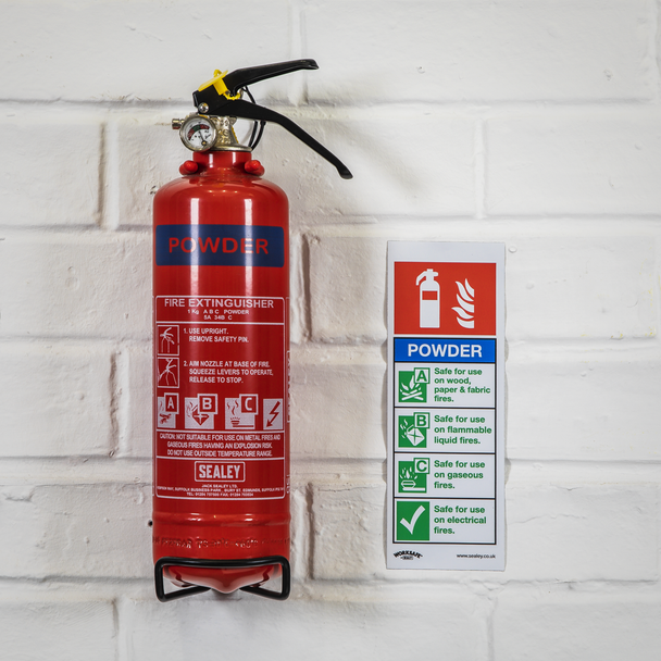 Sealey SS52V1 ⏐ Worksafe® Powder Fire Extinguisher Safety Sign - Self-Adhesive Vinyl