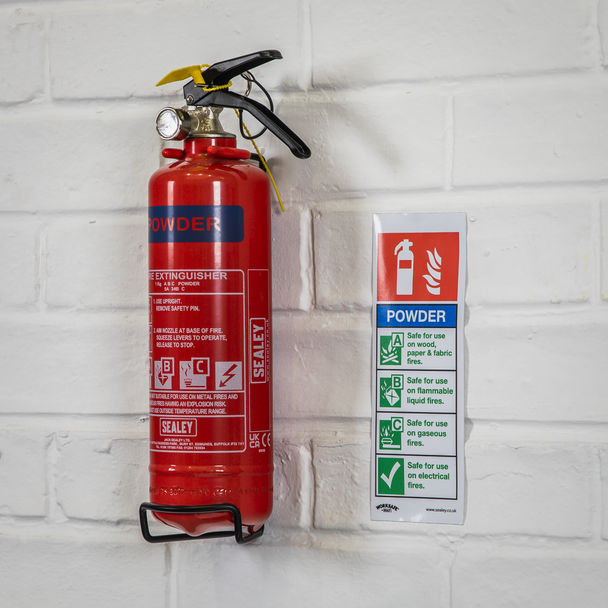 Sealey SS52V1 ⏐ Worksafe® Powder Fire Extinguisher Safety Sign - Self-Adhesive Vinyl