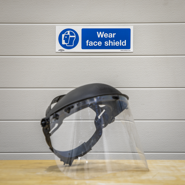 Sealey SS55V10 ⏐ Worksafe® Wear Face Shield Safety Sign, Self-Adhesive Vinyl - Pack of 10