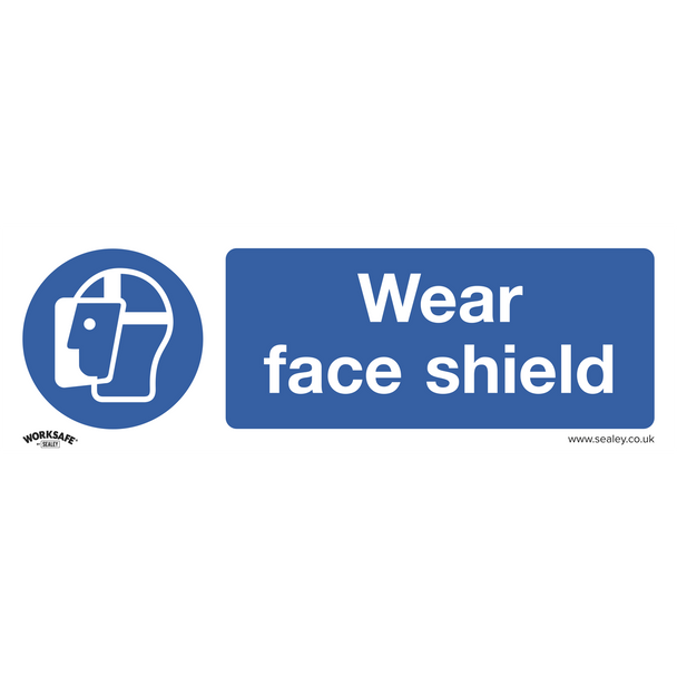 Sealey SS55V10 ⏐ Worksafe® Wear Face Shield Safety Sign, Self-Adhesive Vinyl - Pack of 10
