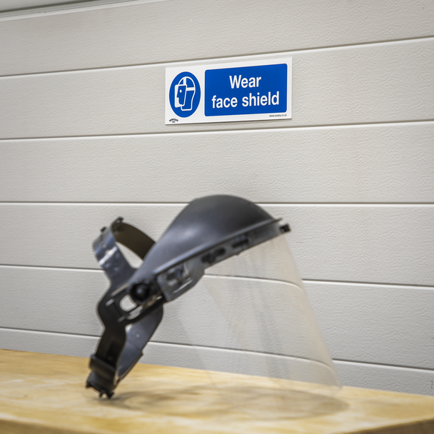 Sealey SS55V1 ⏐ Worksafe® Wear Face Shield Safety Sign - Self-Adhesive Vinyl