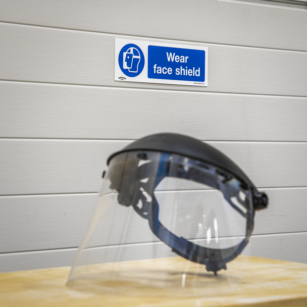 Sealey SS55V1 ⏐ Worksafe® Wear Face Shield Safety Sign - Self-Adhesive Vinyl
