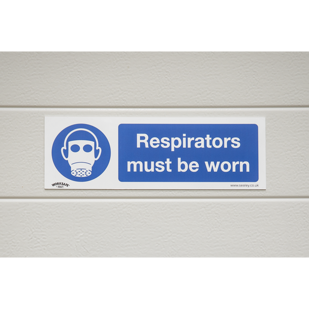 Sealey SS56P1 ⏐ Worksafe® Respirators Must Be Worn Safety Sign - Rigid Plastic