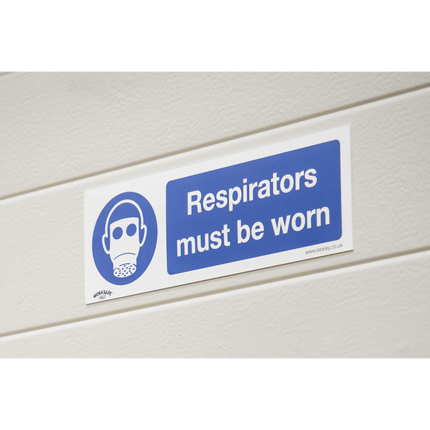 Sealey SS56P1 ⏐ Worksafe® Respirators Must Be Worn Safety Sign - Rigid Plastic