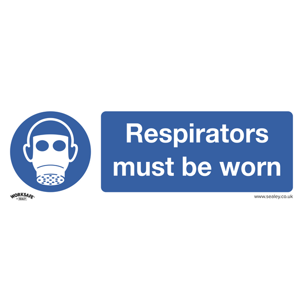 Sealey SS56P1 ⏐ Worksafe® Respirators Must Be Worn Safety Sign - Rigid Plastic