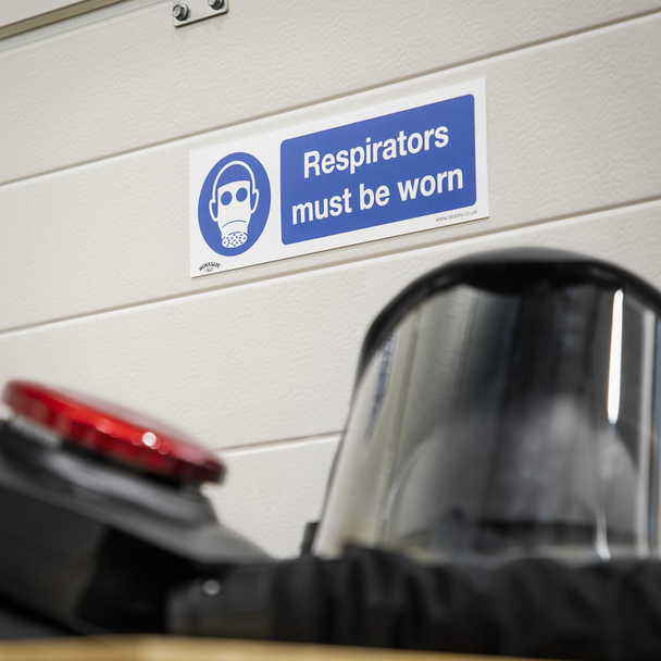Sealey SS56V1 ⏐ Worksafe® Respirators Must Be Worn Safety Sign - Self-Adhesive Vinyl