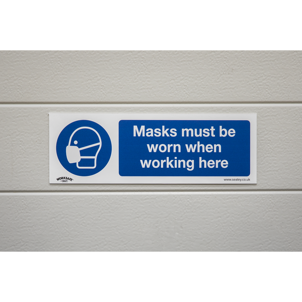 Sealey SS57P10 ⏐ Worksafe® Masks Must Be Worn Safety Sign, Rigid Plastic - Pack of 10