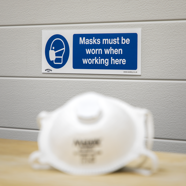 Sealey SS57P10 ⏐ Worksafe® Masks Must Be Worn Safety Sign, Rigid Plastic - Pack of 10