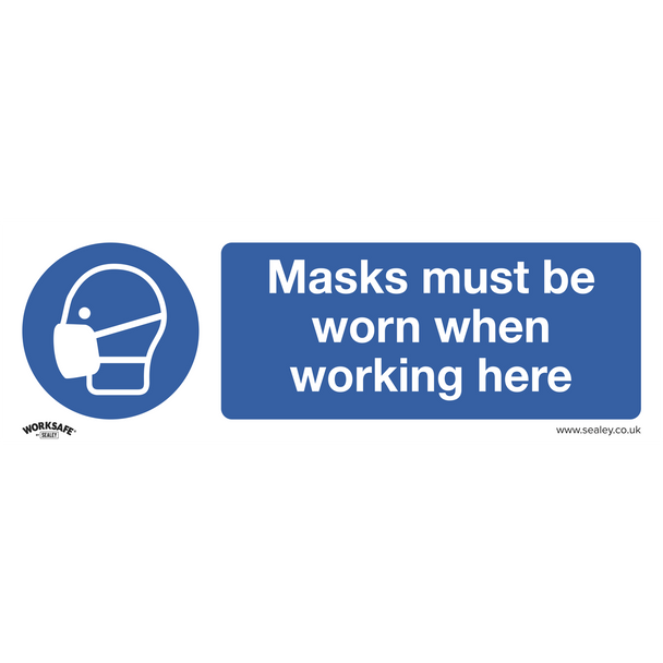 Sealey SS57P1 ⏐ Worksafe® Masks Must Be Worn Safety Sign - Rigid Plastic