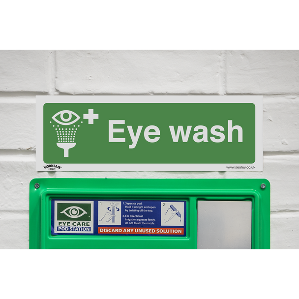 Sealey SS58P1 ⏐ Worksafe® Eye Wash Safety Sign - Rigid Plastic
