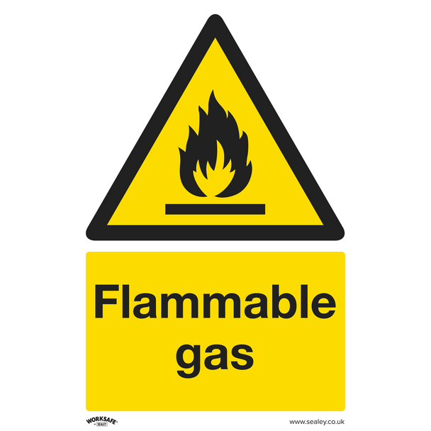 Sealey SS59V1 ⏐ Worksafe® Flammable Gas Safety Sign - Self-Adhesive Vinyl