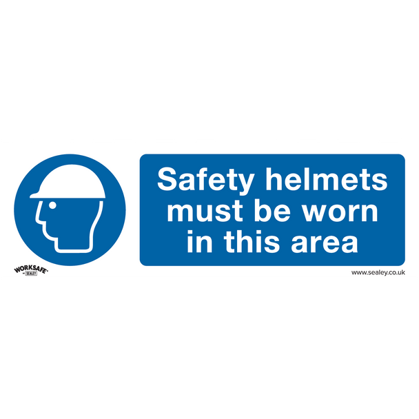 Sealey SS8P1 ⏐ Worksafe® Safety Helmets Must Be Worn In This Area Safety Sign - Rigid Plastic