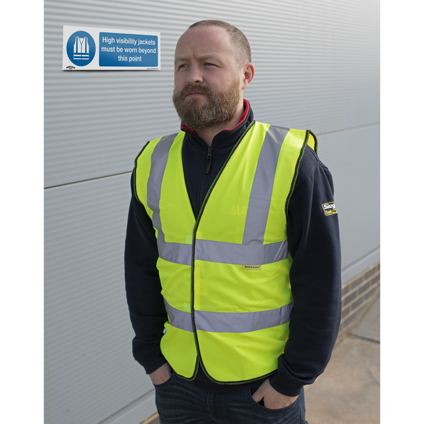 Sealey SS9V1 ⏐ Worksafe® High Visibility Jackets Must Be Worn Beyond This Point Safety Sign - Self-Adhesive Vinyl