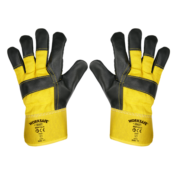 Sealey SSP13 ⏐ Worksafe® Rigger's Gloves with Hide Palm - Pair