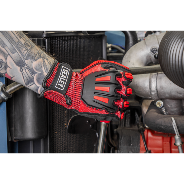 Sealey SSP38L ⏐ Cut & Impact Resistant Gloves, Large - Pair