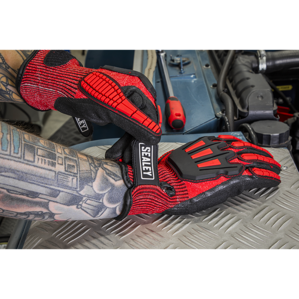 Sealey SSP38L ⏐ Cut & Impact Resistant Gloves, Large - Pair