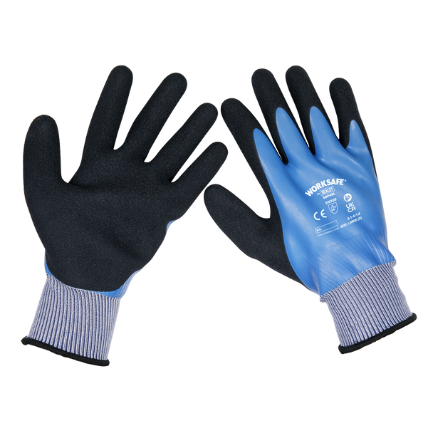 Sealey SSP49L ⏐ Worksafe® Waterproof Latex Gloves, Large - Pair
