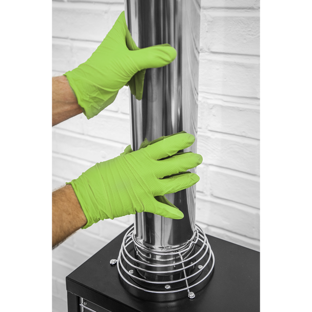 Sealey SSP54L ⏐ Diamond Grip Extra-Thick Nitrile Powder-Free Gloves, Hi-Vis Green, Large - Pack of 50