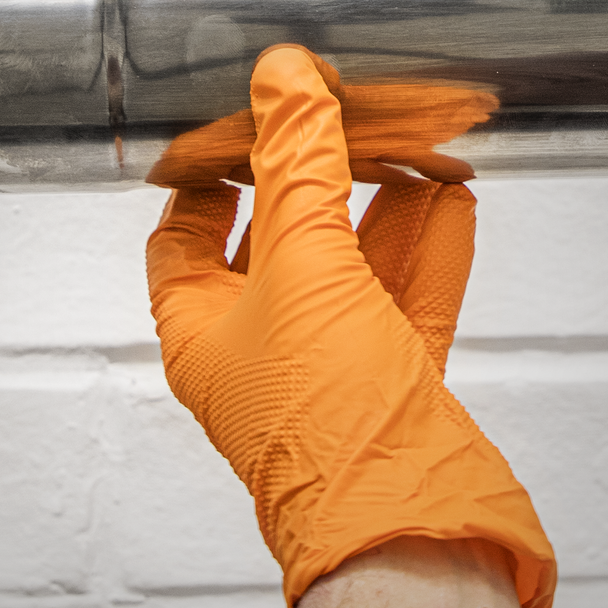Sealey SSP56L ⏐ Diamond Grip Extra-Thick Nitrile Powder-Free Gloves, Orange, Large - Pack of 50