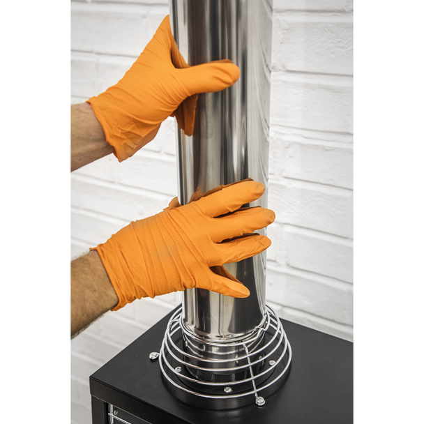 Sealey SSP56L ⏐ Diamond Grip Extra-Thick Nitrile Powder-Free Gloves, Orange, Large - Pack of 50