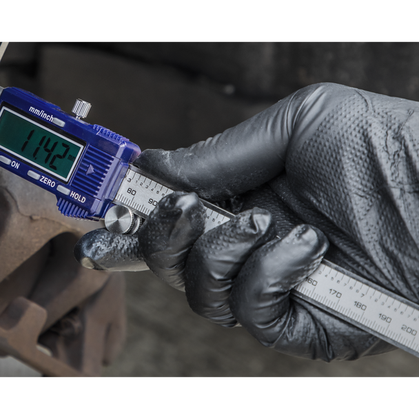 Sealey SSP57XL ⏐ Diamond Grip Extra-Thick Nitrile Powder-Free Gloves, Black, X-Large - Pack of 50