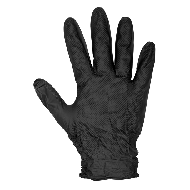 Sealey SSP57XL ⏐ Diamond Grip Extra-Thick Nitrile Powder-Free Gloves, Black, X-Large - Pack of 50