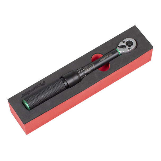 Sealey STW901B ⏐ Torque Wrench Micrometer 1/4"Sq Drive Calibrated 5-25Nm - Premier Black