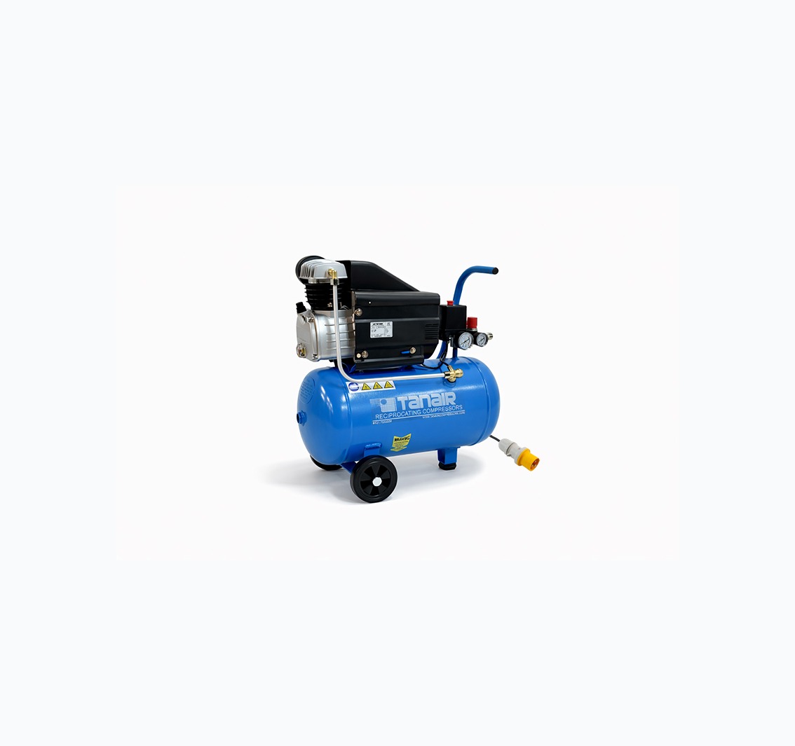Tanair TAN-PC 1.5/110/25L (110 Volts) ⏐ 6.7 CFM 8 Bar Piston Compressor with 25 Litre Receiver