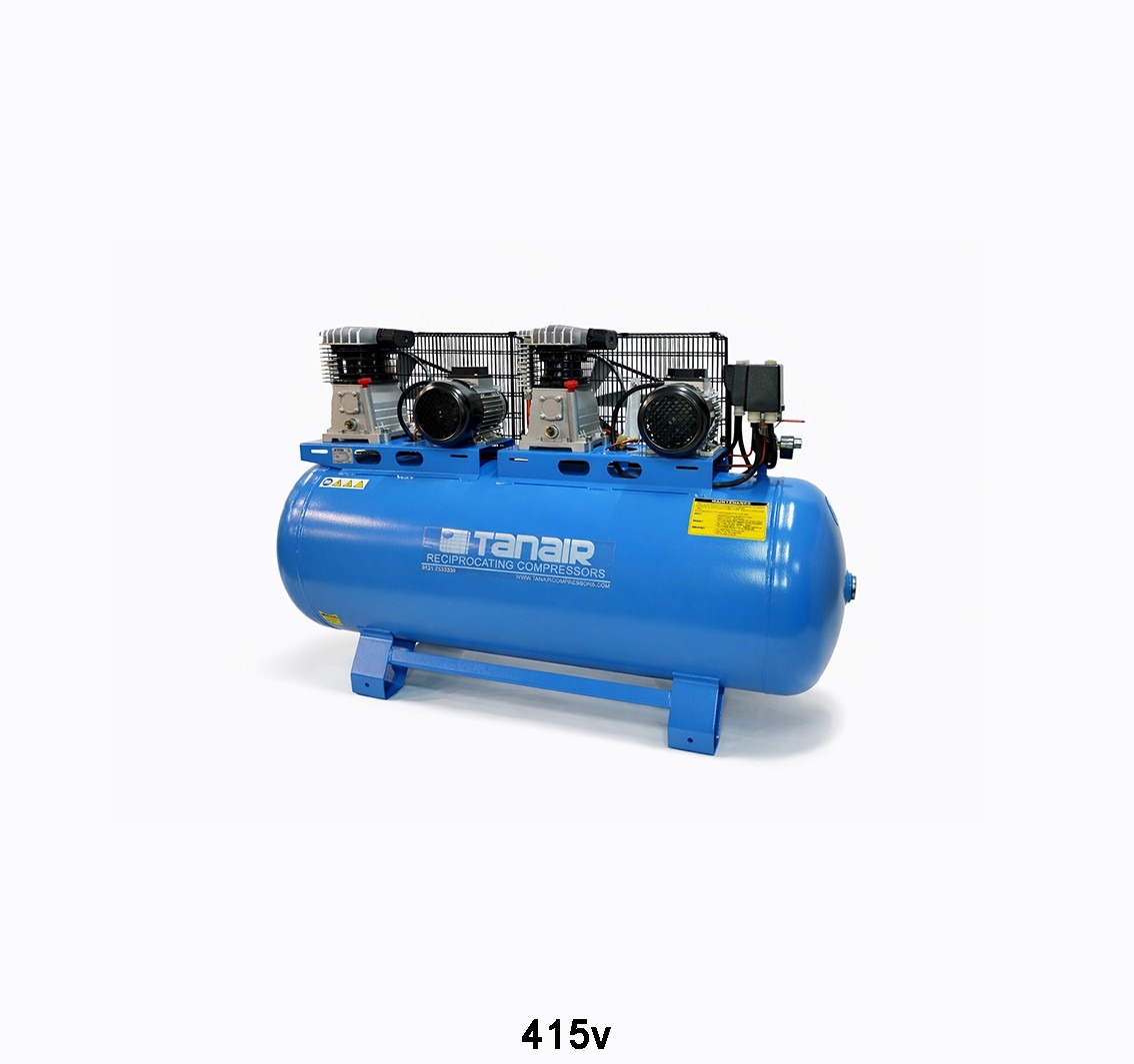 Tanair TAN-PCB 1.5/415/270L-T (415 Volts) ⏐ 7.6 x 2 CFM 10 Bar Tandem Air Compressor with 270 Litre Air Receiver
