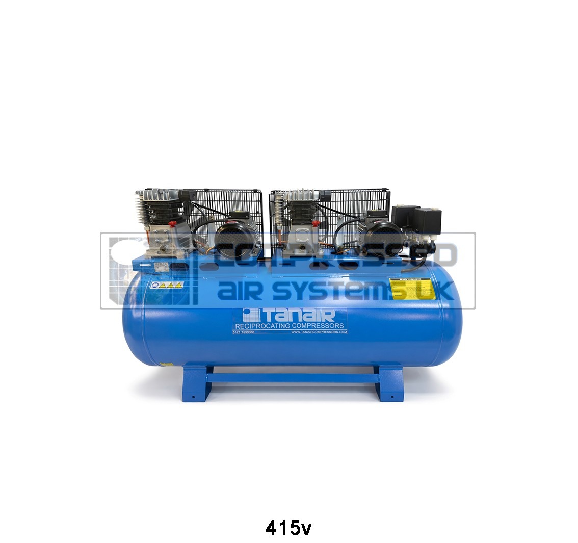 Tanair TAN-PCB 1.5/415/270L-T (415 Volts) ⏐ 7.6 x 2 CFM 10 Bar Tandem Air Compressor with 270 Litre Air Receiver