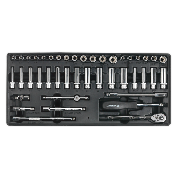 Sealey TBT19 ⏐ Premier Socket Set with Tool Tray 1/4"Sq Drive 43pc