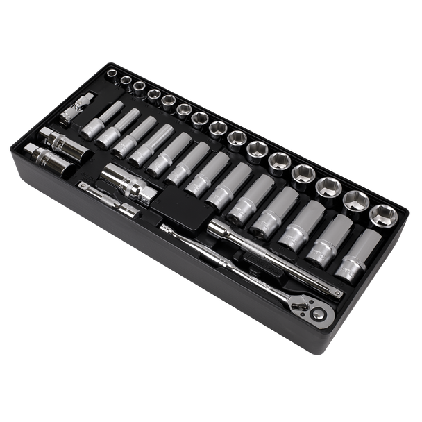 Sealey TBT20 ⏐ Premier Socket Set with Tool Tray 3/8"Sq Drive 35pc