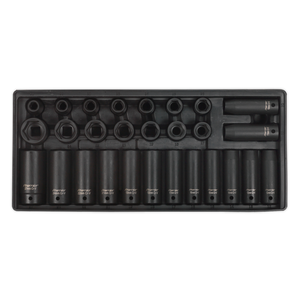 Sealey TBT24 ⏐ Premier Impact Socket Set with Tool Tray 1/2"Sq Drive 28pc
