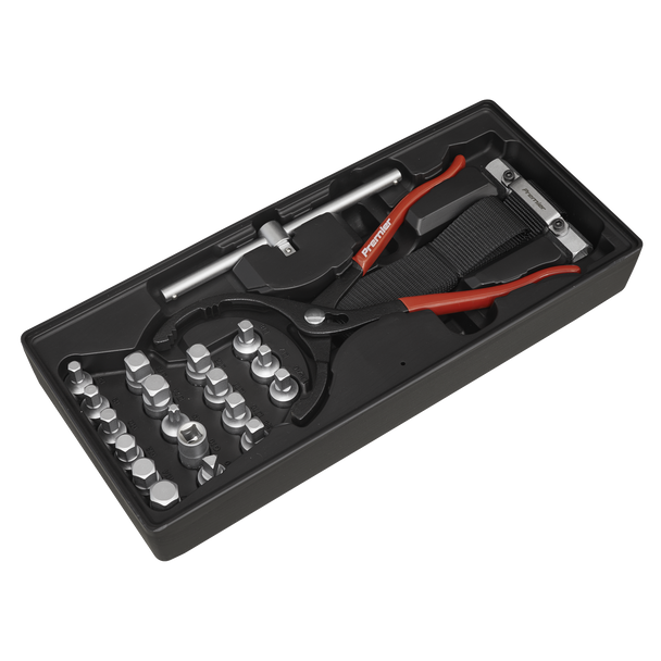 Sealey TBT28 ⏐ Premier Oil Filter Wrench, Pliers & Drain Key Set with Tool Tray 21pc