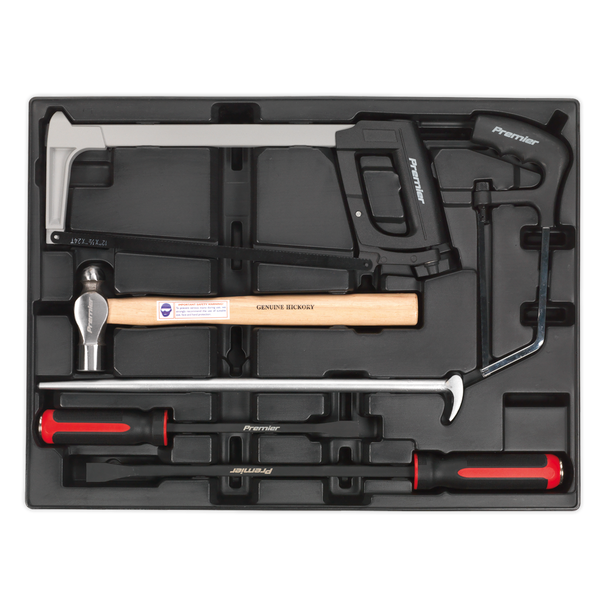Sealey TBT30 ⏐ Premier Pry Bar, Hammer & Hacksaw Set with Tool Tray 6pc