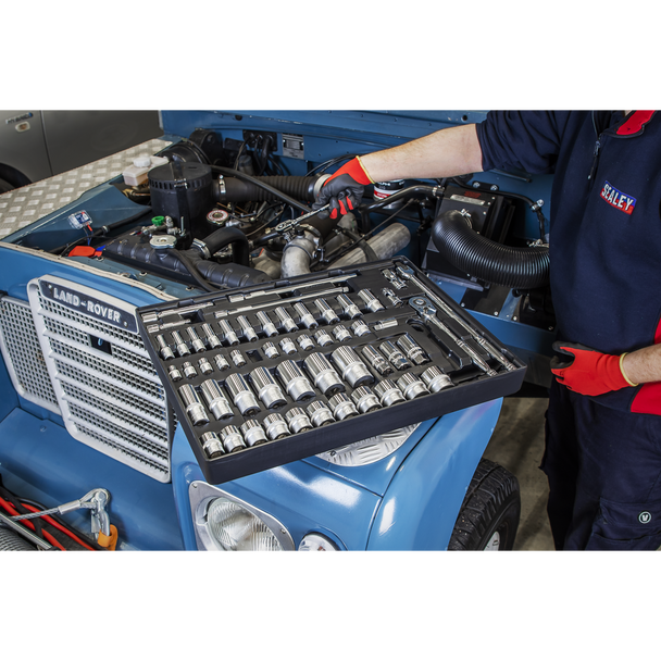 Sealey TBT31 ⏐ Premier Socket Set with Tool Tray 3/8" & 1/2"Sq Drive 55pc