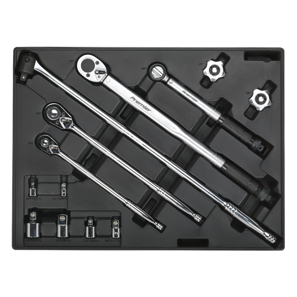 Sealey TBT32 ⏐ Premier Ratchet, Torque Wrench, Breaker Bar & Socket Adaptor Set with Tool Tray 13pc