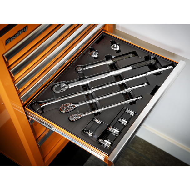 Sealey TBT32 ⏐ Premier Ratchet, Torque Wrench, Breaker Bar & Socket Adaptor Set with Tool Tray 13pc